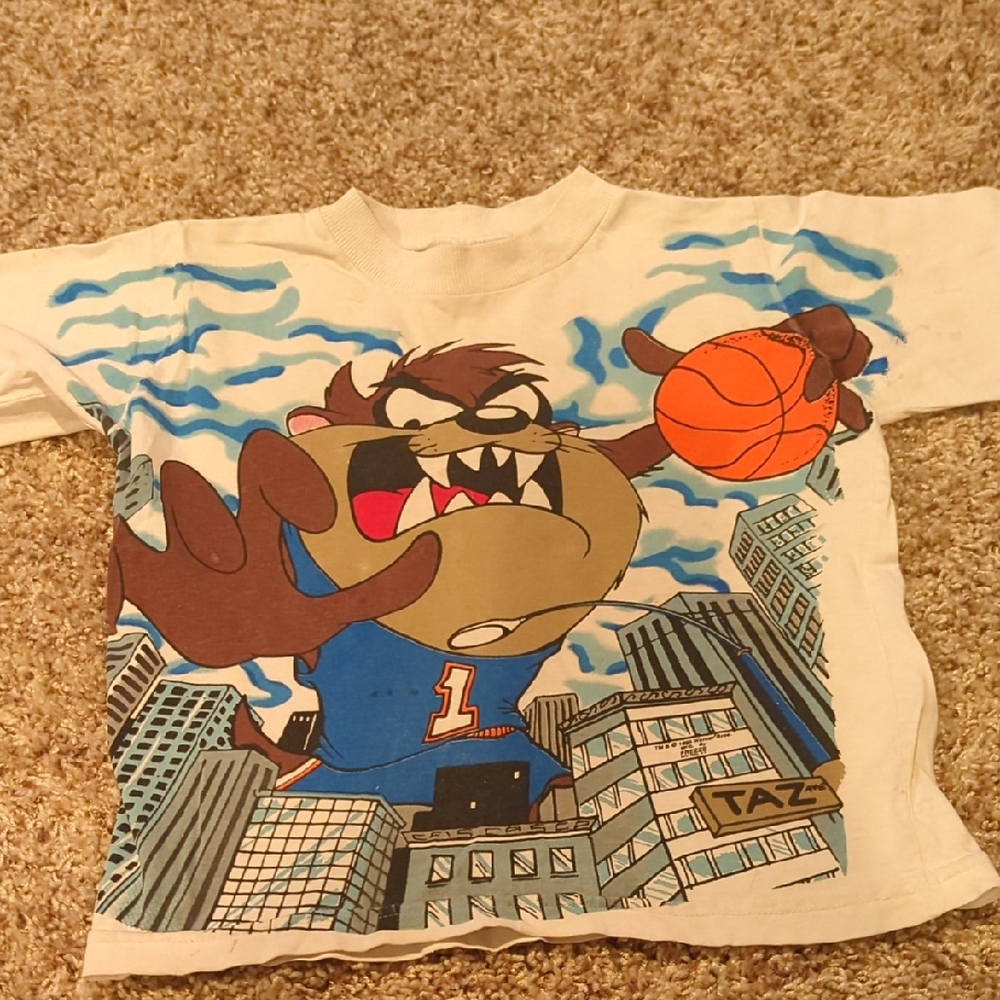 Looney Tunes Kids Small Vintage 1995 Mfg By Freeze New York N.Y. TAZ Basketball